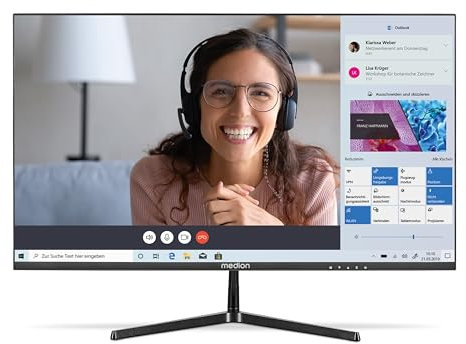 MEDION P52218 (MD 20150) 54,6 cm (22 Pouces) écran Large Full HD (FHD, 16:9, HDMI, VGA, Anti-Scintillement, Anti-Glare, Anti-lumière Bleue, Menu multilingue) Noir