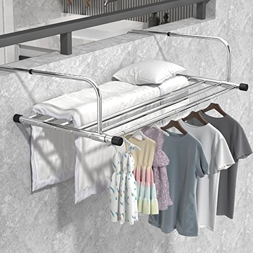 RAPGACBQ Tendedero Interior Balcón Tendedero,Acero Inoxidable Multifuncional Plegable Balcón Zapatero Radiador Tendedero De Ropa,Extensible Secadora De Ropa,para Ropa
