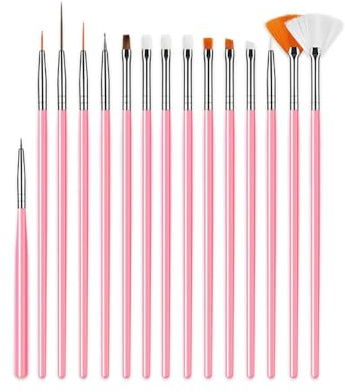 BinPhorm Fondant Kuchen Bürsten Set,15 PCS Rosa Kuchen Malerei Pinsel Zuckerkleber Backpinsel Werkzeug Lebensmittel Pinsel für DIY Dekorieren von Kuchen Keksen und Desserts