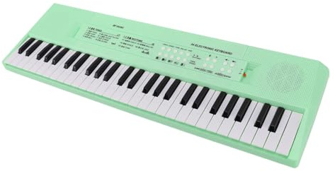 Piano à Clavier électronique 54 Touches, 8 Tons 6 Chansons 5 Rythmes, Microphone, Fonction D'enregistrement et Double Alimentation, pour Le Développement Cérébral des Enfants
