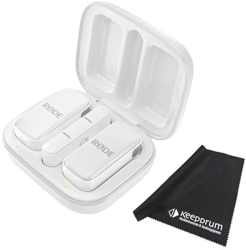 Rode Wireless Micro Wireless Microphone System Light-ning White for iOS Smartphones with Keepdrum Microfibre Cloth