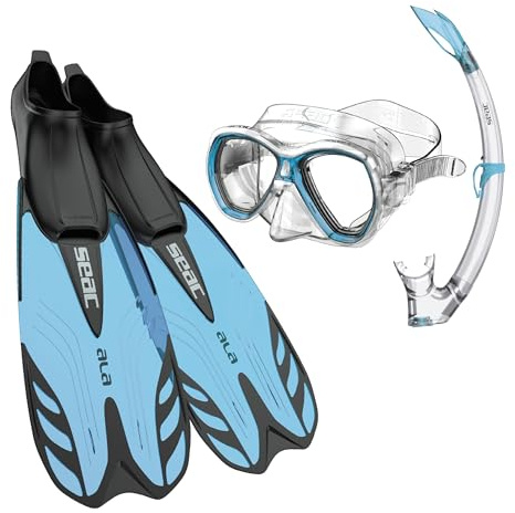 SEAC Set Tris Snorkeling, Palmes Ala, Masque Elba, Tuba Tribe, destiné à la randonnée palmée pour Les Adultes comme Les Enfants
