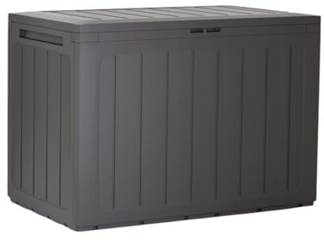 Garden Storage Box Plastic Organizer Outdoor Vertical Boards Lood Bench Large Deck Cushion Organizer Furniture Lid Container Boarde (Umber, 190L)