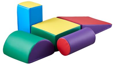 VEVOR Softbausteine, 5-teiliges Set, Schaumstoffbausteine für Kleinkinder von 6 Monaten bis 3 Jahren, Großbausteine aus PU-Leder, Indoor-Kletter- & Krabbelaktivitätsspielset zum Krabbeln & Rutschen