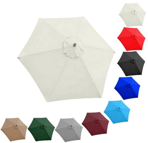QIQVIV Toile De Rechange pour Parasol De 200/270/300 Cm, pour Parasol Déporté À 6 Baleines/8 Baleines(White,(6Rib) 3.0m/118in)