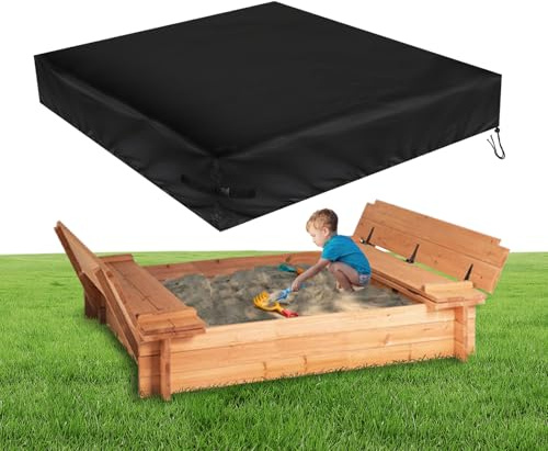 Fizentia Sandkastenabdeckung, wasserdichte Sandkastenabdeckung, 500D robuste Outdoor-Abdeckungen, passend für Sandkästen mit Deckel, quadratische Sandkästen aus Holz oder Kunststoff, 182,9 cm L x