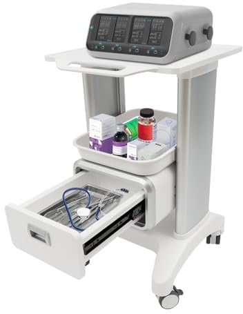 Medizinischer Wagen mit 1 Schublade, 100kg Belastbarer Laborwagen Medizinwagen Rollbarer Friseurwagen SchöNheit Arbeitswagen Beauty Salon Trolley Friseur Servierwagen für Labor Klinik Krankenhaus Salo