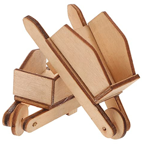 UPKOCH Lot De 2 Modèles De Mini Brouettes en Bois pour Maisons De Poupées, Miniatures 7x3,5x3 Cm, Décoration Miniature pour Maison De Poupée, Accessoires De Micro-Paysage, Collection Et Bureau