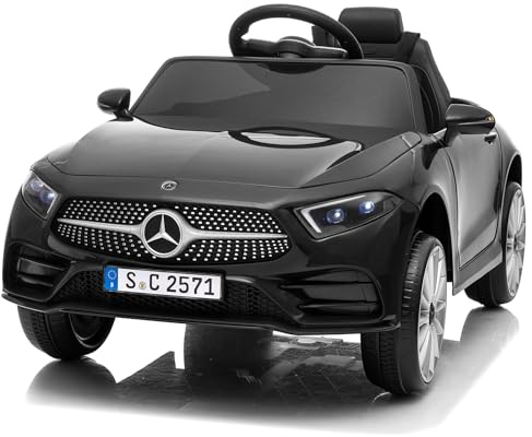 LEADZM Kinder Elektroauto Mercedes Benz CLS 350 12V Kinderauto Elektrisch | 2,4G-Fernbedienung, Elektrofahrzeuge 2-türig mit MP3, Musik, Hupe, LED-Leuchten (CLS Schwarz)