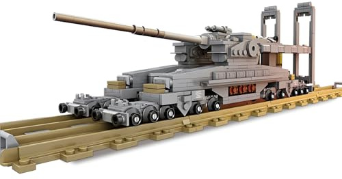 Dora-Eisenbahnkanonen-Bausatz, Militärmodell für Erwachsene, 628 Teile | Bauset mit Schweren Artilleriegeschützen aus Zweiten Weltkrieg, Wohnaccessoire, Kreatives Geschenk für Jungen Männer