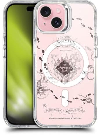 Head Case Designs Officially Licensed Harry Potter The Marauder's Map Magical Icons Shockproof Bumper Case [Military Grade Protection] Compatible with Apple iPhone 15 and Compatible with MagSafe