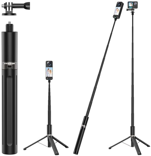 Invisible Selfie Stick Tripod 165cm for Insta360X6/X5/X4/X3/Ace/Luna Ultra | 2‑in‑1 Travel Tripod, Portable Telescopic Extension Pole for DJI Pocket 4P/4/3, Osmo Action 6/5 Pro/4, GoPro Hero 13-3Max