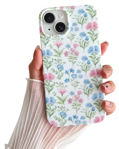 SmoBea for iPhone 14 Case Cute Flower Phone Case Soft TPU Slim Shockproof Phone Cover for Women Girls Beautiful and Stylish,Pastel Floral
