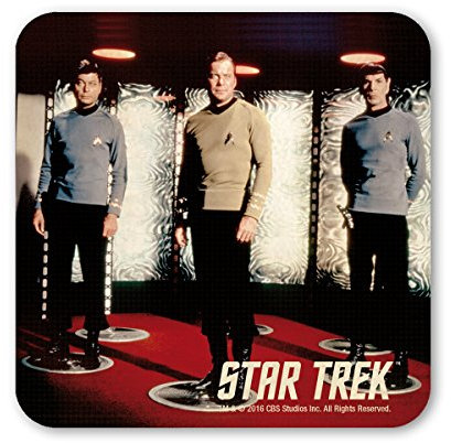 Logoshirt Star Trek - Doktor McCoy, Captain Kirk und Spock - Beaming Coaster - Untersetzer - farbig - Lizenziertes Originaldesign