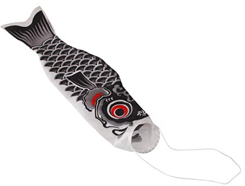 Sharplace Japanische Karpfen Fahne Koinobori Windsack Dekoration - Schwarz, 150cm