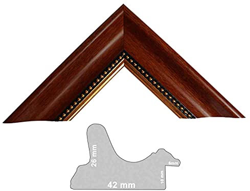 Neumann Bilderrahmen Bilderleiste 420 NO, Teak mit Perlenkante, Länge 1m, 42 mm breit