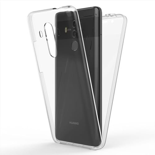 NALIA 360 Grad Handyhülle kompatibel mit Huawei Mate 10 Pro, Full-Cover Silikon Bumper Displayschutz vorne Hardcase hinten, Rundum Hülle Doppel-Schutz, Dünn Ganzkörper Case, Farbe:Transparent