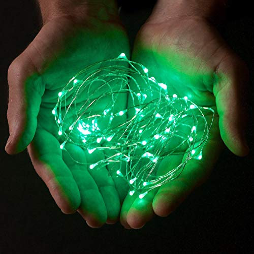 PANAX 2 stück 50 LED Silberdraht Lichterkette 5 meter 3AA Batterie Betrieb. Decoration Licht Grün