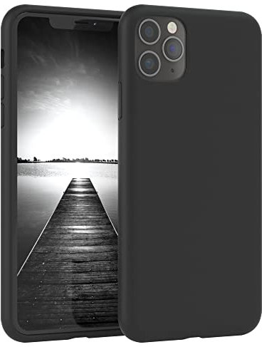 EAZY CASE Premium Silikon Handyhülle kompatibel mit iPhone 11 Pro Max, Slimcover mit Kameraschutz und Innenfutter, Silikonhülle, Schutzhülle, Bumper, Handy Case, Hülle, Softcase, Schwarz
