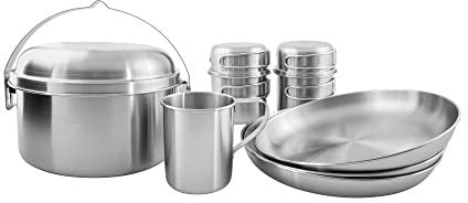 Tatonka Picnic Juego de vajilla de Camping, Unisex – Adultos, Plata, Set 3 Prs. (10-Teilig)