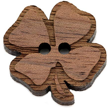 NaturSchatulle Holzknöpfe Motiv Kleeblatt | 5 Stück Nussbaum 2 Loch Knöpfe Holz DIY Basteln Nähen Schmuckherstellung Annähen Kinderknöpfe