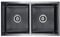 vidaXL Handmade Kitchen Sink with Double Bowl, Black Stainless Steel, X-Flume Design, Noise Reduction Pads, Versatile Installation