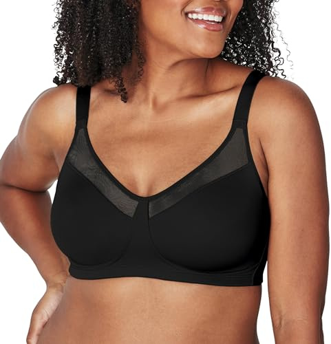 PLAYTEX Womens 18 Hour Smoothing Wirefree Us4697 Minimizer Bra, Black, 44C US
