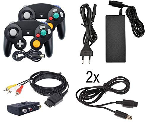 DARLINGTON & Sohns Kit de câbles pour manette Nintendo Game Cube GC Câble d'alimentation Câble de charge Câble de charge Câble péritel Adaptateur CA