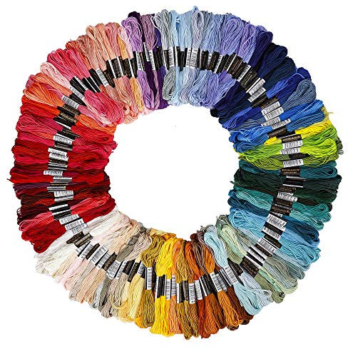 Stickgarn aus Baumwolle, Embroidery Floss in Regenbogenfarben Perfekt für Freundschaftsbänder, Kreuzstich, Stickerei, Freundschaftsbänder, Basteln (150 Farben)