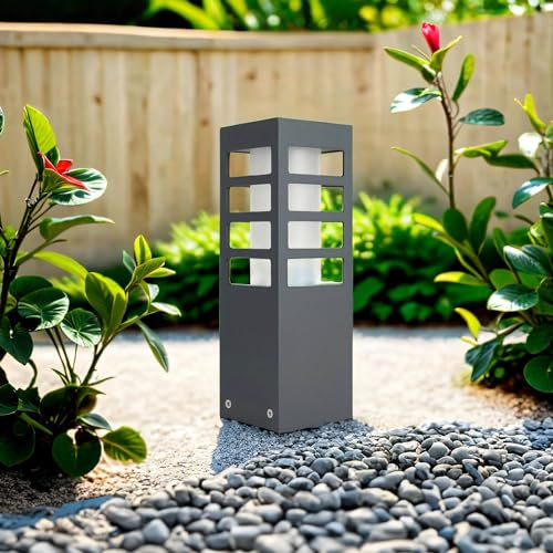 Licht-Erlebnisse Outdoor Stehleuchte Garten Terrasse Anthrazit 25 cm klein eckig E27 Wegeleuchte Außenlampe BERINGEN