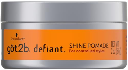 got2b Defiant Shine Pomade, 2 Fl Oz, High Shine Hair Styling Pomade for Men and Women, Creates Texture, Control & Light Hold, Tames Unruly Hair, Suitable for Short to Medium Styles