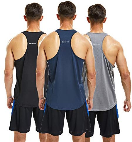 frueo 3 Pack Mens Running Muscle Tank Top Quick Dry Breathable Y-Back Vest | sport workout body building loose fit training athletic vest,gym tank top,exercise tops,sleeveless,activewear,running singlet