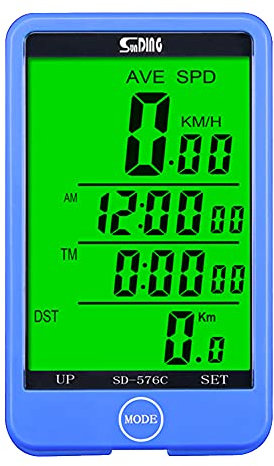 AIMAISEN Bike Computer Mileage Counter Cycle Speedometer Waterproof Odometer With Wireless Cadence Sensor Wired Control LCD Backlight Bike Timer (Blue)