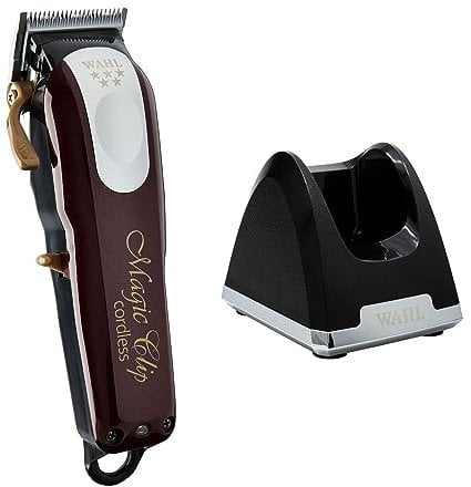 Wahl Professional - 5-Star Magic Clip Cord/Cordless Hair Clipper #8148 - Includes Weighted Cordless Clipper Charging Stand #3801-100 - for Professional Barbers and Stylists