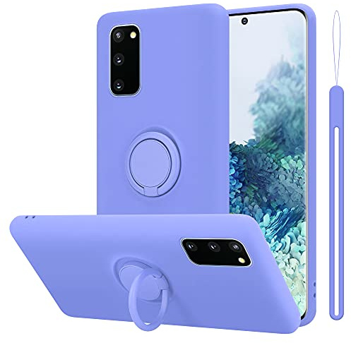 Cadorabo Hülle kompatibel mit Samsung Galaxy S20 FE Schutzhülle TPU Silikon Case Liquid Design mit Ring Slim Kratzfest Liquidsilikon Microfaser Case Hülle für Galaxy S20 FE in Lila