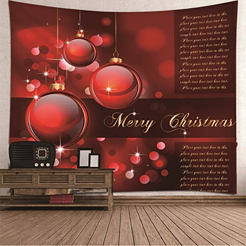 Banemi Teppich Vintage, Frohe Weihnachten Weihnachtskugel Starlight Rot Polyester Gobelin Vater 200X200cm