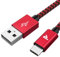 RAMPOW Cable USB C, Cable USB Type C Charge Rapide 3A QC 3.0, Cable Chargeur USB C USB2.0 Nylon Tressé pour Samsung Galaxy s21/s20/s10/s9/s8, Huawei P30/P20, Xiaomi - Rouge, 2M