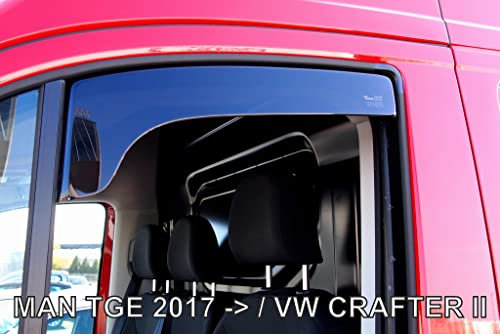 J&J AUTOMOTIVE | Windabweiser Passend Für TGE ab 2017, Heko Regenabweiser, Getönt, Set 2-Teilig, Vorne, Aerodynamisch