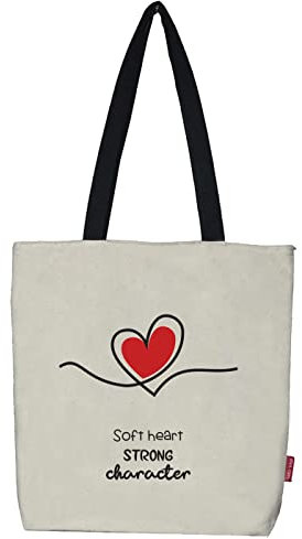 hello-bags. Borsa tote bag. Esterno: 100% cotone. Con cerniera, fodera e tasca interna. Include busta regalo kraft. Modello SOFTHEART. Colore: Écru. Misure: 37 * 38 cm