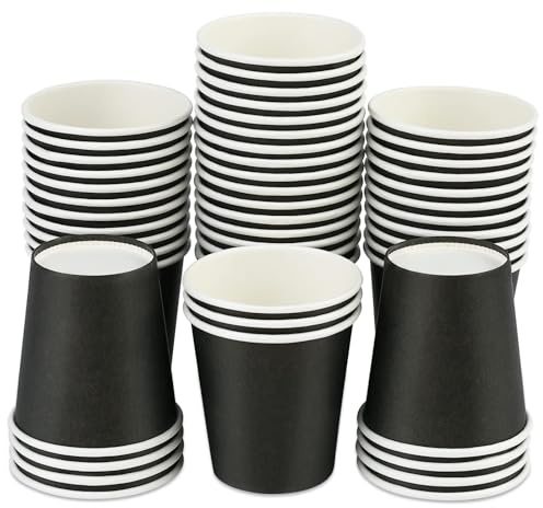 Wuadua 50 Pack 3 oz Paper Cups,Bathroom cups, Espresso Cups, Small Paper Cups for Mouthwash, Snacks, Suitable for Family, Party, Picnic(Black)