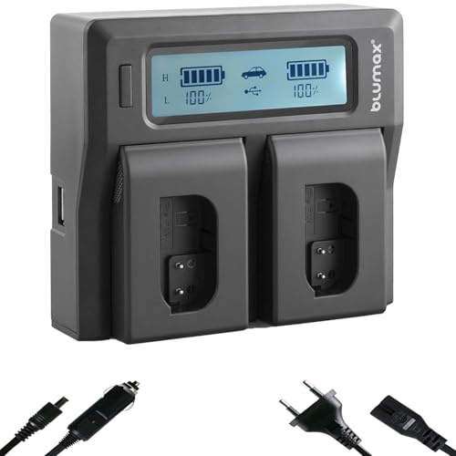 Blumax Turbo LCD Dual/Single Charger Kompatibel mit Canon, Nikon, Panasonic & Sony Akkus – Dual Ladegerät Panasonic DMW-BTC15 DMW-BLK22 DMW-BLK22E