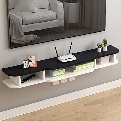 Floating TV Stand Cabinet, Hanging TV Console Wall-Mounted Background Shelf For DVD/Blu-Ray Player Satellite TV Box Cable Box(Size:120cm,Color:Black)