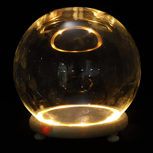 Beavorty Glas-Display-Glocke mit Sockel, LED-Licht, 18 cm, Büro-Heimdekoration für Pflanzen, Sukkulenten, Lichterkette, Foto-Medaille, Glocke, Glas, Display, Kuppel, 1 Set, 20 x 18 cm