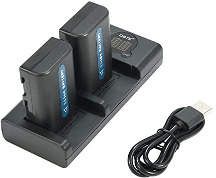 DSTE 2X NP-FM50 Replacement Battery + Dual USB Charger with LCD Display Compatible with Sony NP-FM30 NP-FM51 CCD-TR108 CCD-TR208 CCD-TR408 CCD-TR748 CCD-TRV106 CCD-TRV107