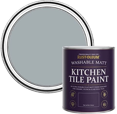 Rust-Oleum Grey water resistant Kitchen Tile Paint in Matt Finish - Mineral Grey 750ml