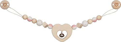 goki 65218 - Kinderwagenkette Herz mit Clips - aus hochwertigem Holz - handgefertigt, Made in Germany