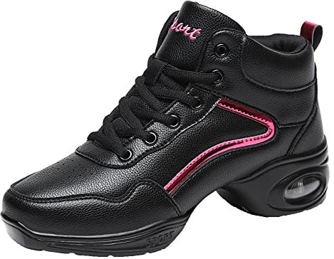 Womens Dance Sneakers Jazz Schuhe Lady Split Sole Leichte Atmungsaktive Plateauschuhe,Schwarz,38 EU