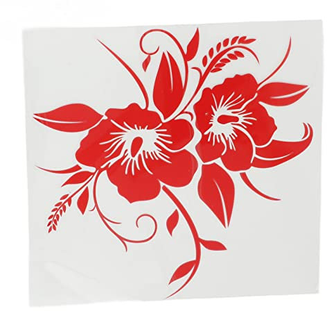 Auto-Aufkleber, Universal-Blumen-Auto-Aufkleber, Außendekoration, Aufkleber für Motorrad, LKW, SUV (Rot)