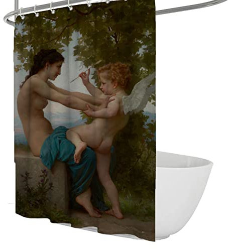 Feipu Home William-Adolphe Bouguereau Pittura ad olio classica Bagno Doccia tende con ganci tende da toilette lavabile in lavatrice per vasca da bagno 200x240cm