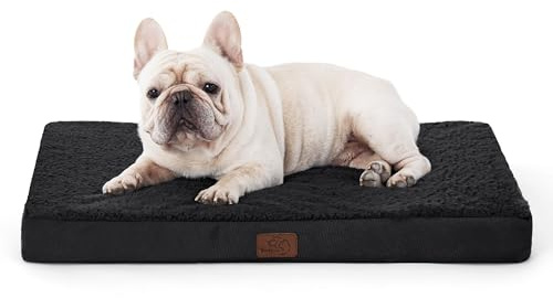 BEDSURE Orthopädisches Hundebett Kleine Hunde waschbar, 76x51cm schwarz | Egg-Crate Schaumstoff Komfort Unterstützung Hundematte, Rutschfeste Unterseite, Abnehmbare Hülle, Für Kleine Hunde